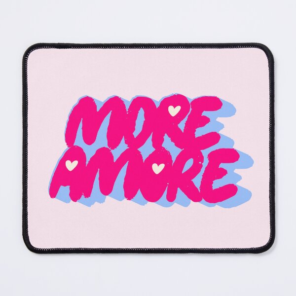 Item preview, More Amore Cute Retro Heart Typographic in Hot Pink and Blue designed and sold by nineFlorals.