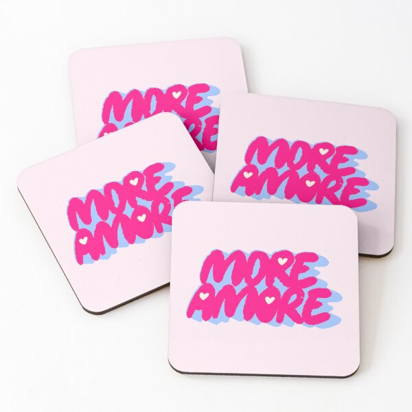 Item preview, More Amore Cute Retro Heart Typographic in Hot Pink and Blue designed and sold by nineFlorals.