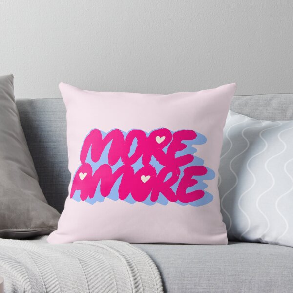 Item preview, More Amore Cute Retro Heart Typographic in Hot Pink and Blue designed and sold by nineFlorals.