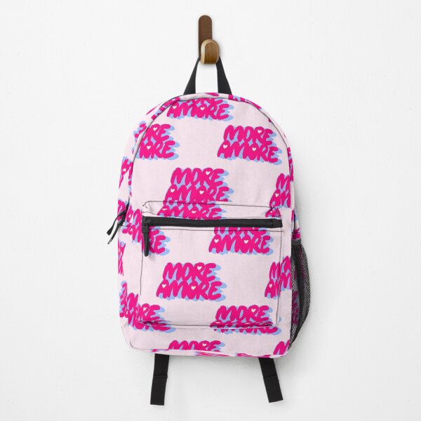 Item preview, More Amore Cute Retro Heart Typographic in Hot Pink and Blue designed and sold by nineFlorals.