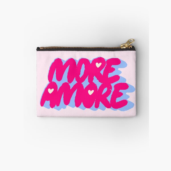 Item preview, More Amore Cute Retro Heart Typographic in Hot Pink and Blue designed and sold by nineFlorals.