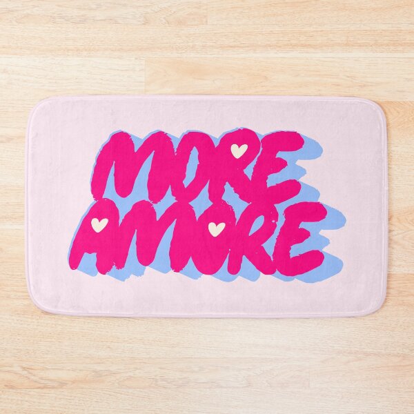 Item preview, More Amore Cute Retro Heart Typographic in Hot Pink and Blue designed and sold by nineFlorals.