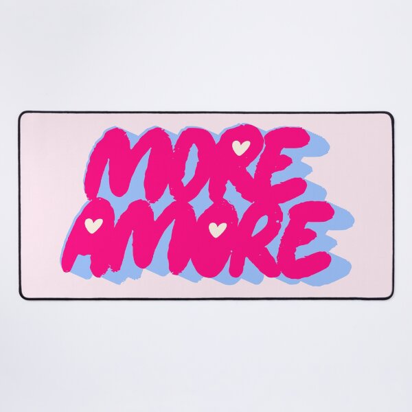 Item preview, More Amore Cute Retro Heart Typographic in Hot Pink and Blue designed and sold by nineFlorals.