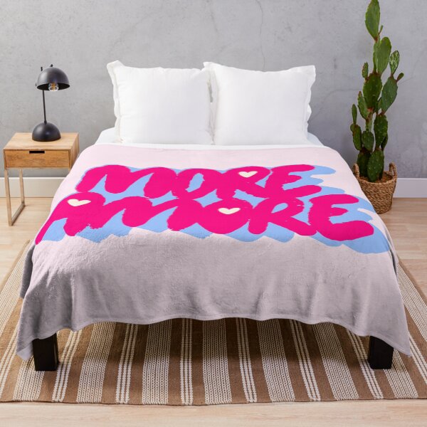 Item preview, More Amore Cute Retro Heart Typographic in Hot Pink and Blue designed and sold by nineFlorals.