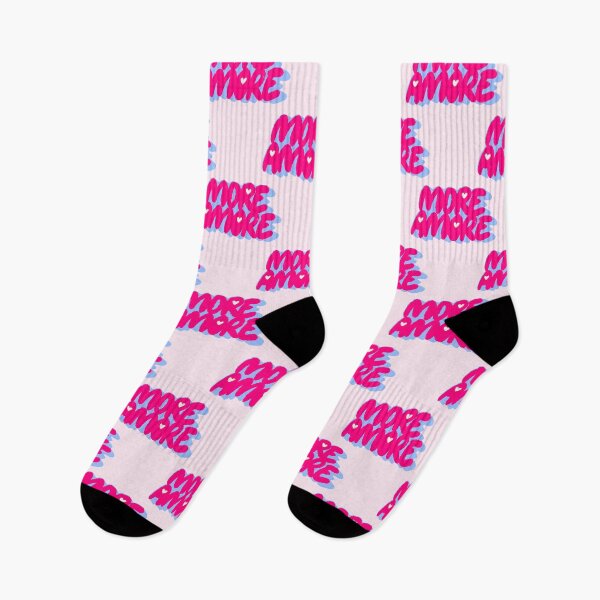 Item preview, More Amore Cute Retro Heart Typographic in Hot Pink and Blue designed and sold by nineFlorals.