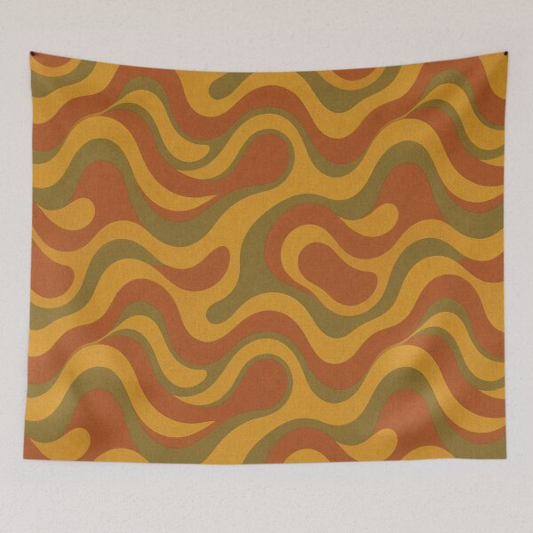 Item preview,  Retro Melted Orange and Brown Swirl Abstract Pattern designed and sold by IntelliMindDesigns.