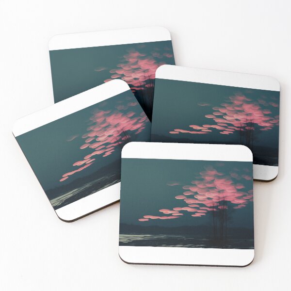 Item preview, Horizonte nocturno con nubes rosadas y efecto bokeh designed and sold by kathelepore.