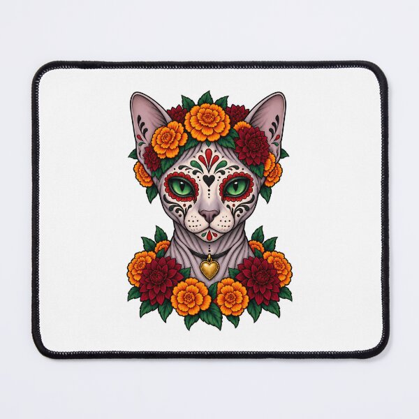 Item preview, Day of the Dead Catrina Sphynx Cat Art designed and sold by Old's Cool Cat Studio.