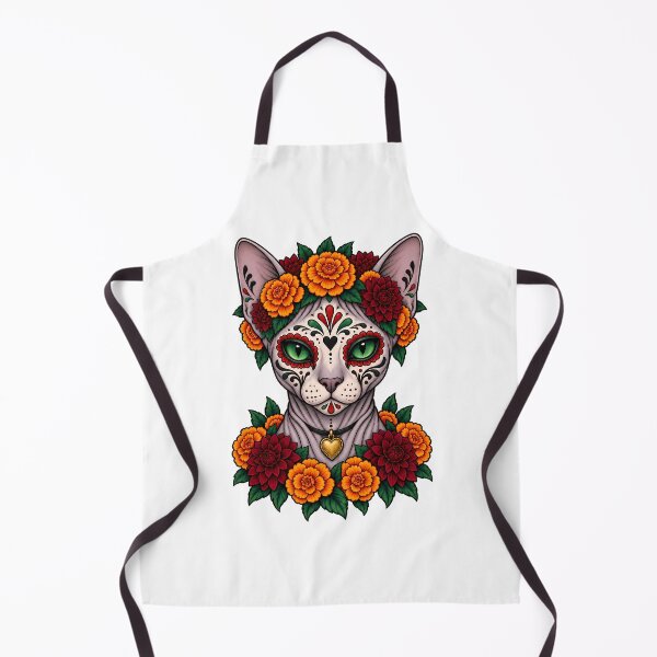 Item preview, Day of the Dead Catrina Sphynx Cat Art designed and sold by Old's Cool Cat Studio.