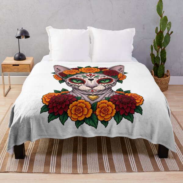 Item preview, Day of the Dead Catrina Sphynx Cat Art designed and sold by Old's Cool Cat Studio.