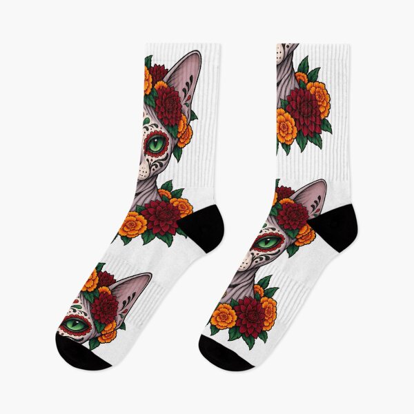 Item preview, Day of the Dead Catrina Sphynx Cat Art designed and sold by Old's Cool Cat Studio.