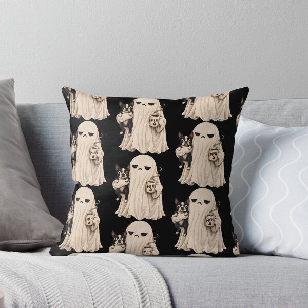 Item preview, Grumpy Ghost Boston Terrier Holding Coffee Spooky Design designed and sold by serialcarachts.
