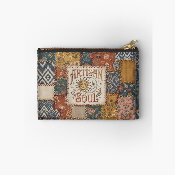 Item preview, Artisan Soul Vintage Faux Patchwork Boho Celestial Sun and Moon Quilt Aesthetic Print designed and sold by Bhaskar Digital Art.