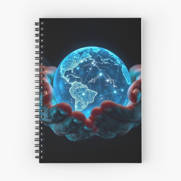 Item preview,  Cosmic Glowing Holographic Earth Planet in Hands Art designed and sold by IntelliMindDesigns.