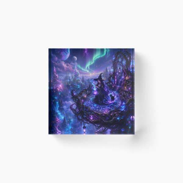 Item preview, Cosmic Witch and Black Cat Under the Aurora designed and sold by PurrfectHome.