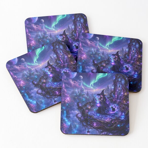 Item preview, Cosmic Witch and Black Cat Under the Aurora designed and sold by PurrfectHome.