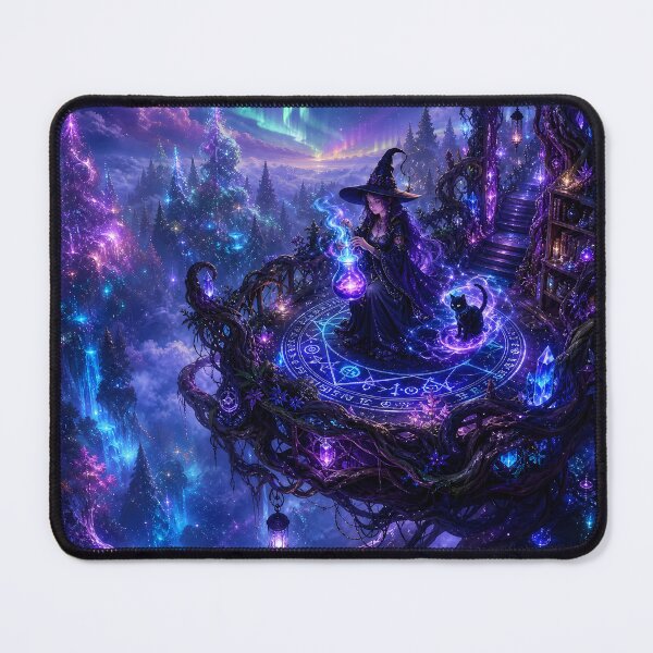Item preview, Cosmic Witch and Black Cat Under the Aurora designed and sold by PurrfectHome.