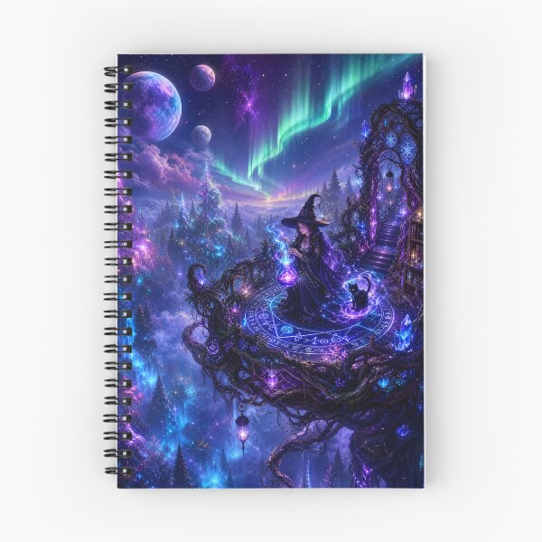 Item preview, Cosmic Witch and Black Cat Under the Aurora designed and sold by PurrfectHome.