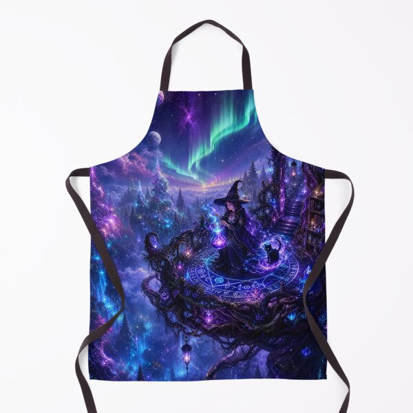 Item preview, Cosmic Witch and Black Cat Under the Aurora designed and sold by PurrfectHome.
