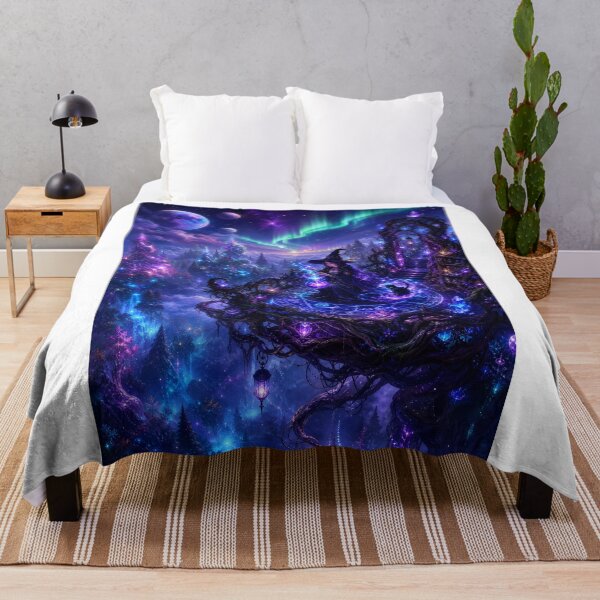 Item preview, Cosmic Witch and Black Cat Under the Aurora designed and sold by PurrfectHome.