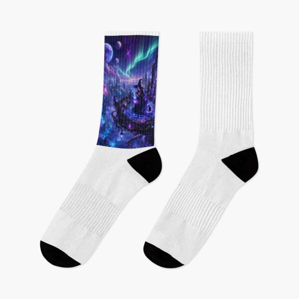 Item preview, Cosmic Witch and Black Cat Under the Aurora designed and sold by PurrfectHome.