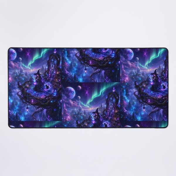 Item preview, Cosmic Witch and Black Cat Under the Aurora designed and sold by PurrfectHome.