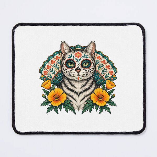 Item preview, Day of the Dead Catrin White Cat Art designed and sold by Old's Cool Cat Studio.