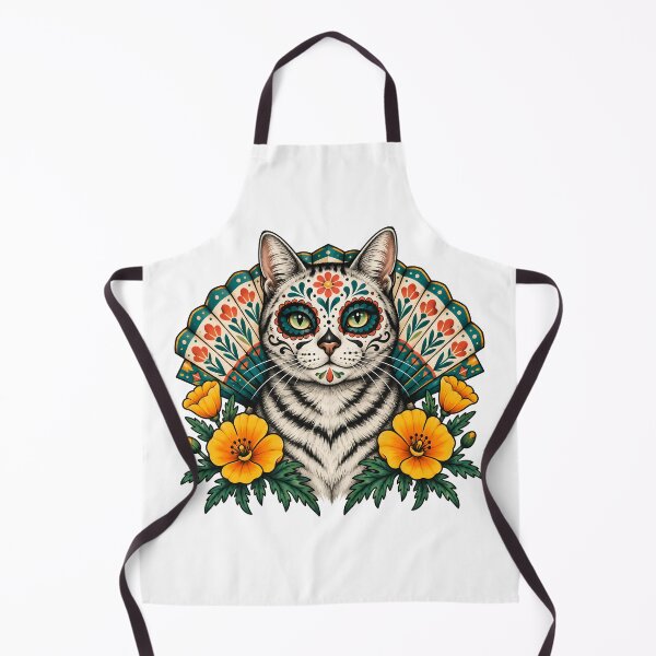 Item preview, Day of the Dead Catrin White Cat Art    designed and sold by Old's Cool Cat Studio.
