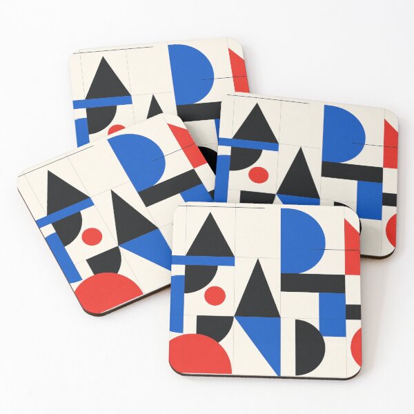 Item preview, Bauhaus Geometric Primary Color Grid Abstract Pattern designed and sold by IntelliMindDesigns.