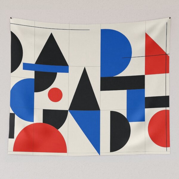 Item preview, Bauhaus Geometric Primary Color Grid Abstract Pattern designed and sold by IntelliMindDesigns.