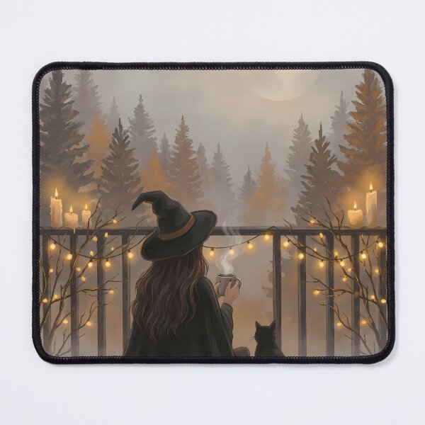 Item preview, Cozy Autumn Witch & Black Cat Coffee Time designed and sold by PurrfectHome.