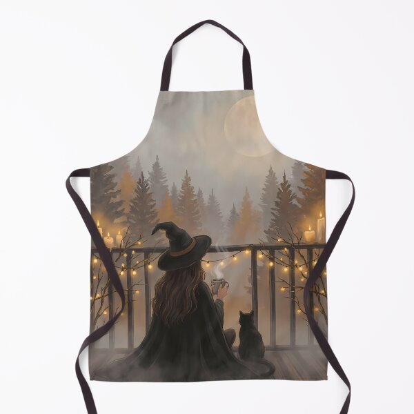 Item preview, Cozy Autumn Witch & Black Cat Coffee Time designed and sold by PurrfectHome.