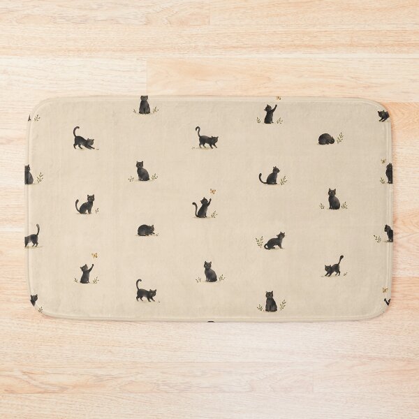 Item preview, Minimalist Black Cat Watercolour Pattern on Cream designed and sold by Jozefin's Studio.