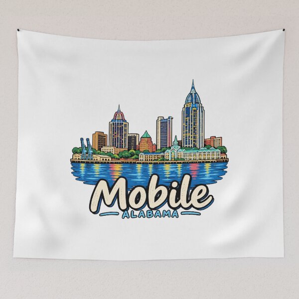 Item preview, Hand Drawn Mobile Alabama Travel Souvenir Landmark Gift designed and sold by MichaeIRellov.
