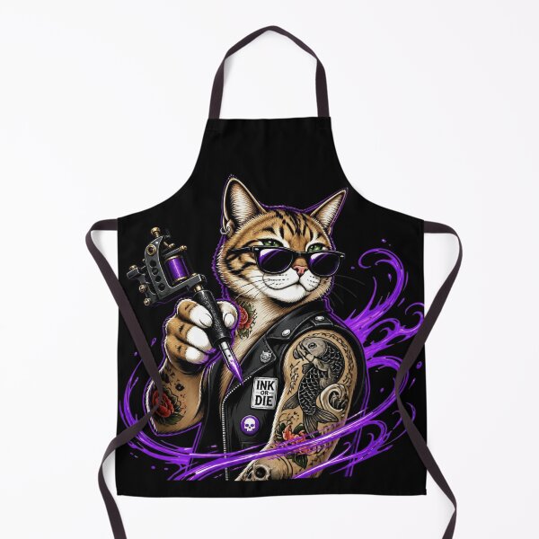 Item preview, Cyberpunk Tattoo Artist Cat Leather Jacket designed and sold by LazyDayzCo.