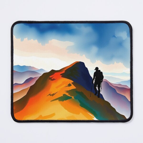 Item preview, Vibrant Colorful Mountain Peak Hiker Silhouette Adventure Landscape Art designed and sold by EllDAV777.
