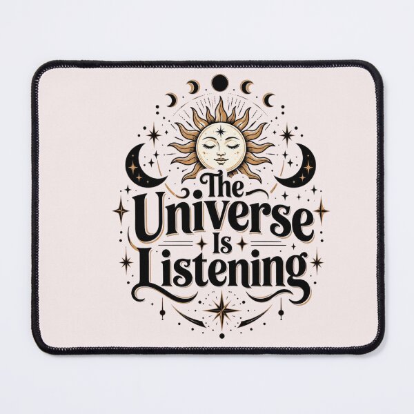 Item preview, The Universe Is Listening – Celestial Sun Moon Stars Spiritual Quote designed and sold by Sanika arts .