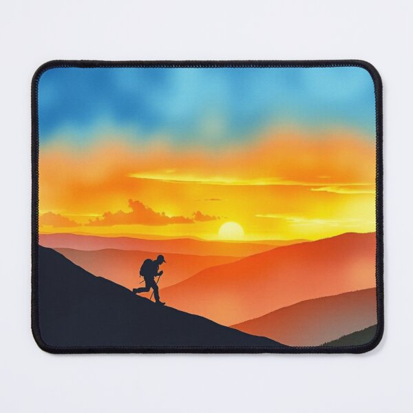 Item preview, Hiker Silhouette Mountain Sunset Adventure – Outdoor Hiking Trail Design designed and sold by EllDAV777.