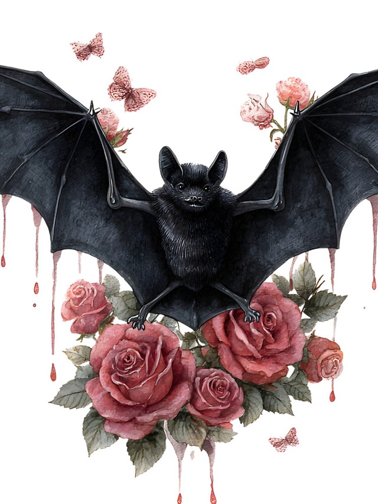 Thumbnail 4 of 4, iPhone Case, Bat with Roses designed and sold by tanabe.