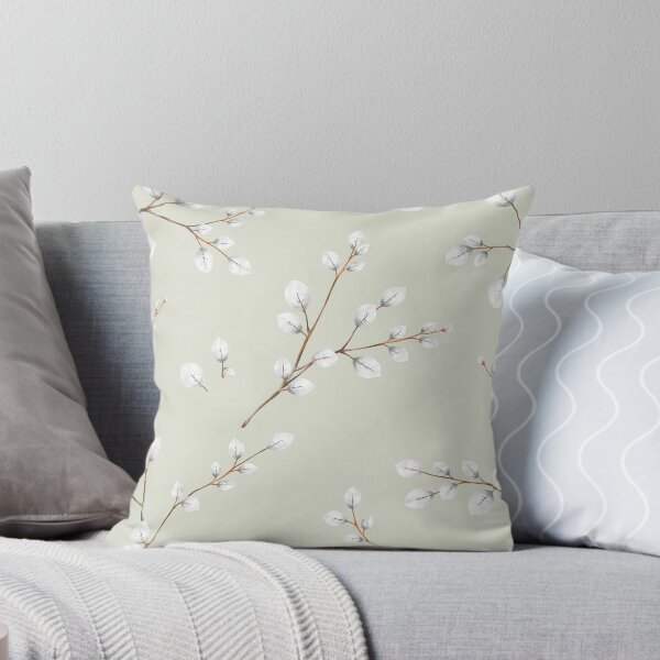 Item preview, Minimalist Sage Green Winter White Blossom Pattern designed and sold by IntelliMindDesigns.