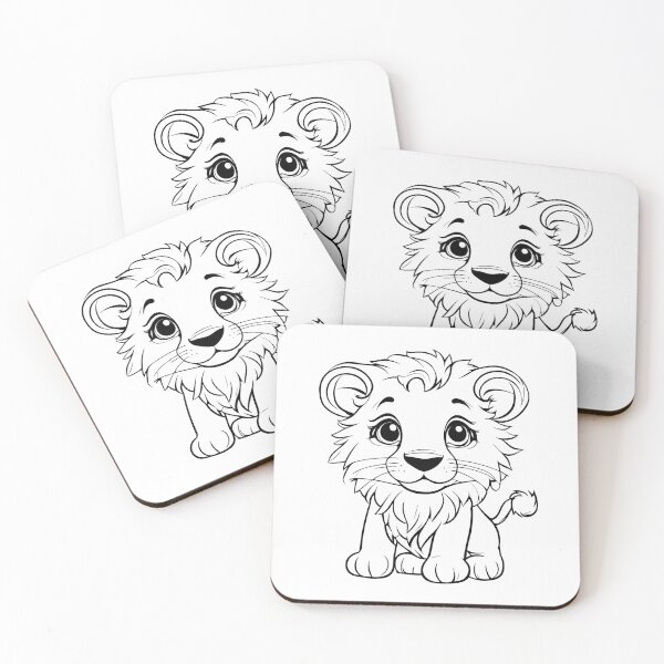 Item preview, Cute Baby Lion Cub Line Art Drawing designed and sold by manexus.