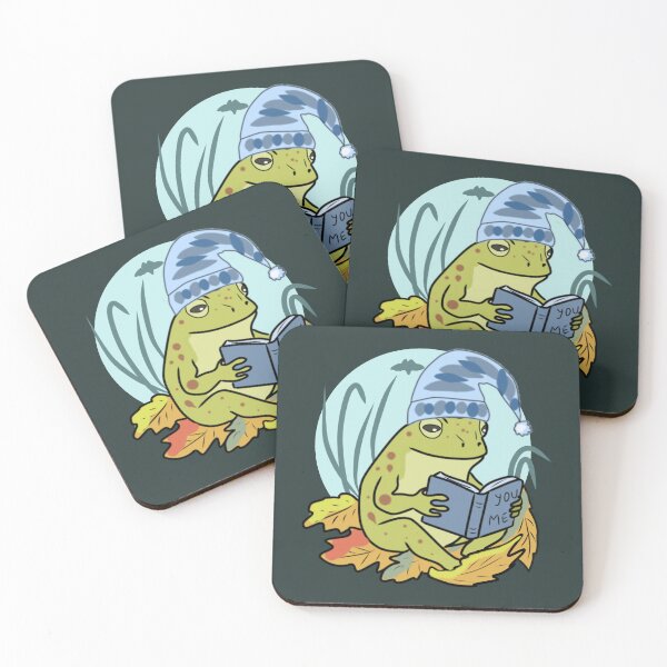 Item preview, Frog Reading Book Cottagecore Night Sleepy Toad Illustration designed and sold by LeshanArt.