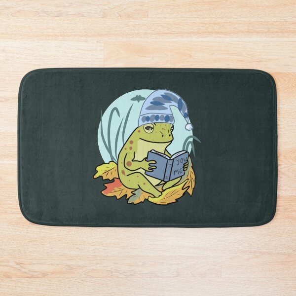 Item preview, Frog Reading Book Cottagecore Night Sleepy Toad Illustration designed and sold by LeshanArt.