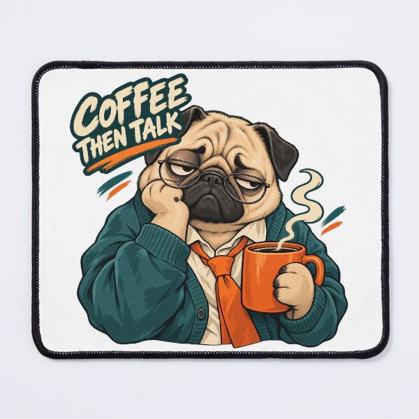 Item preview, Coffee Then Talk Funny Pug designed and sold by ArtikaCreative.