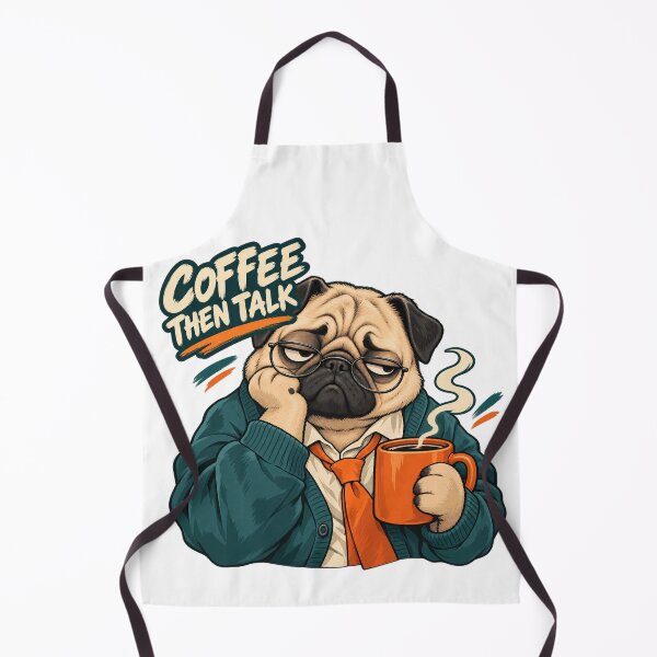 Item preview, Coffee Then Talk Funny Pug designed and sold by ArtikaCreative.