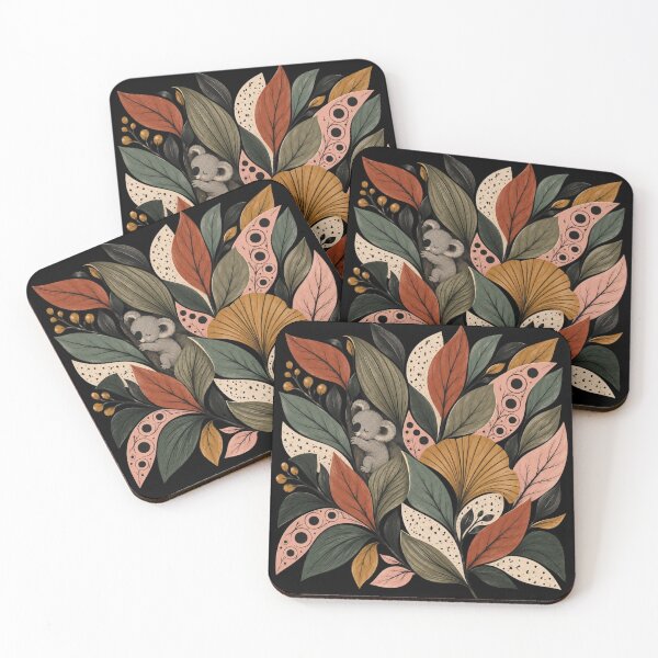 Item preview, Hidden Koala in Dark Botanical Leaves – Earthy Boho Nature Art designed and sold by LoppiPrintShop.