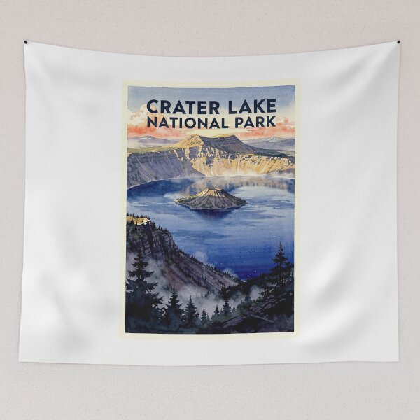 Item preview, Crater Lake National Park Oregon Vintage Watercolor Travel designed and sold by Teelogic.