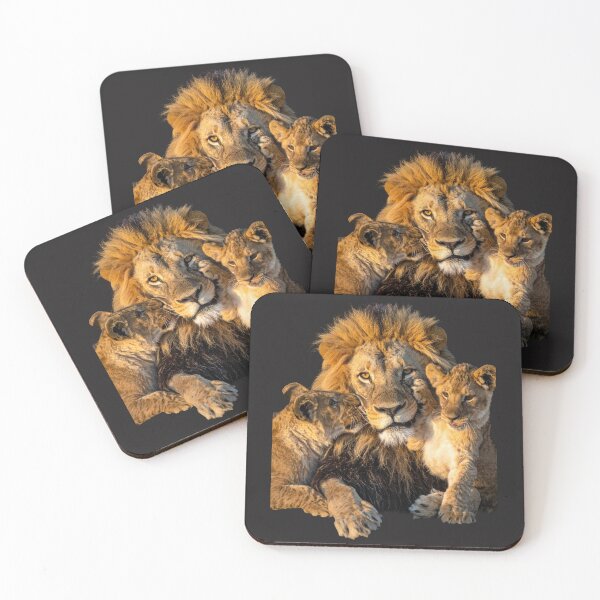 Item preview, Majestic Lion With Cute Cubs Wildlife Portrait designed and sold by Bennie Singh.