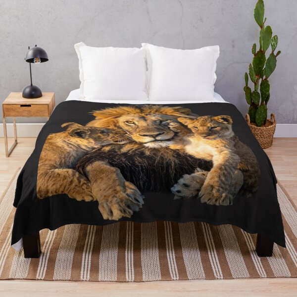 Item preview, Majestic Lion With Cute Cubs Wildlife Portrait designed and sold by Bennie Singh.