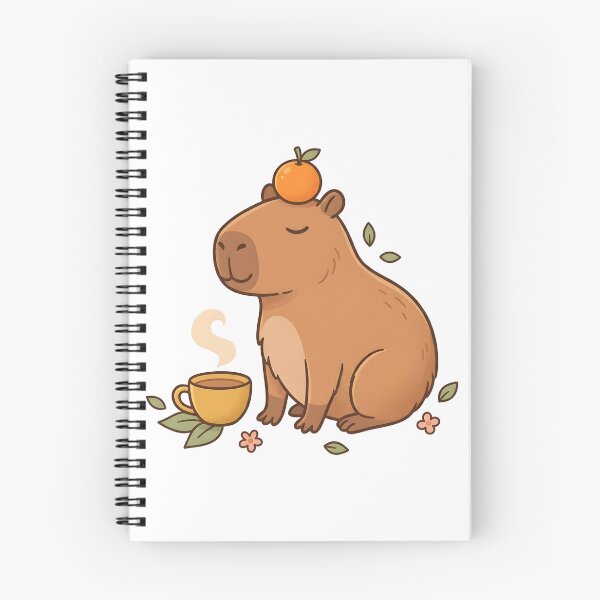 Item preview, Cute Capybara with Orange on Head and Cup of Tea Kawaii Animal designed and sold by ahmadhamdi.